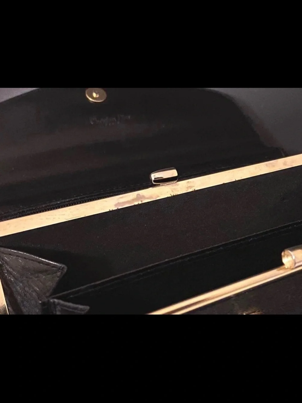 Dior Black Wallet with Gold Ring Accent